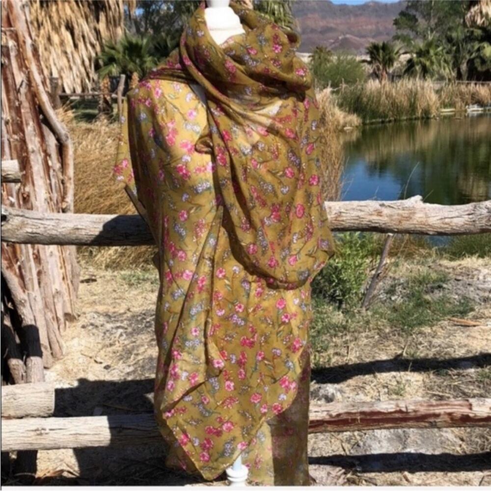 Floral Shawl Coverup & Scarf Set